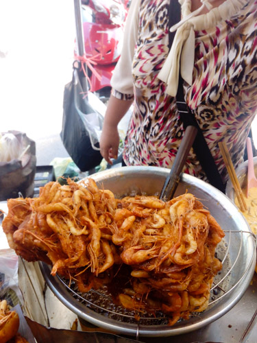 shrimp pancakes at Phnom Penh's Central Market