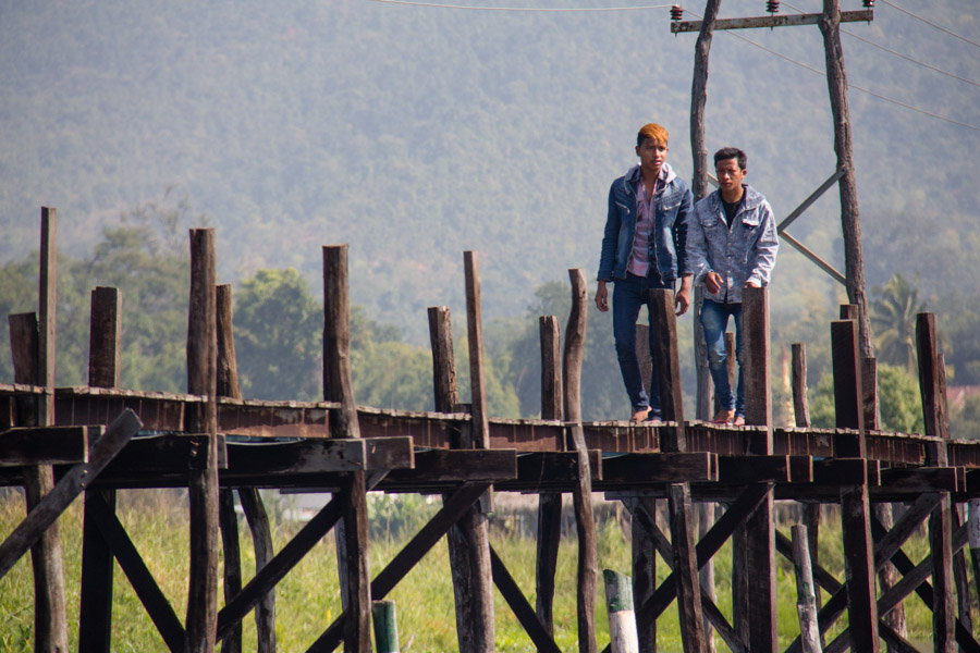 Inle Lake, Myanmar - locals stroll the pier