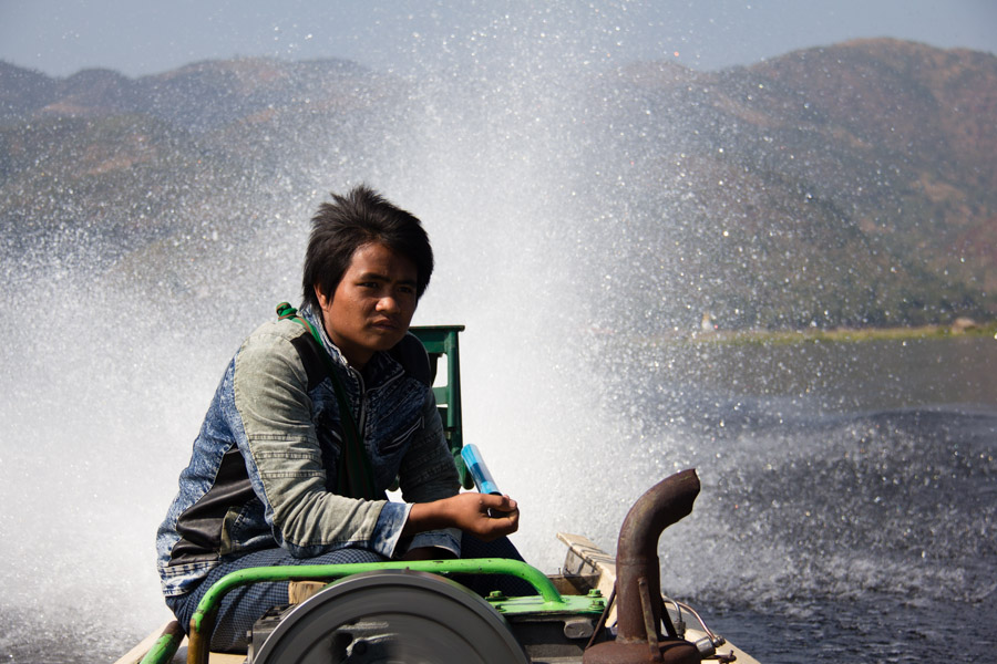 Boat driver on Inle Lake, Myanmar
