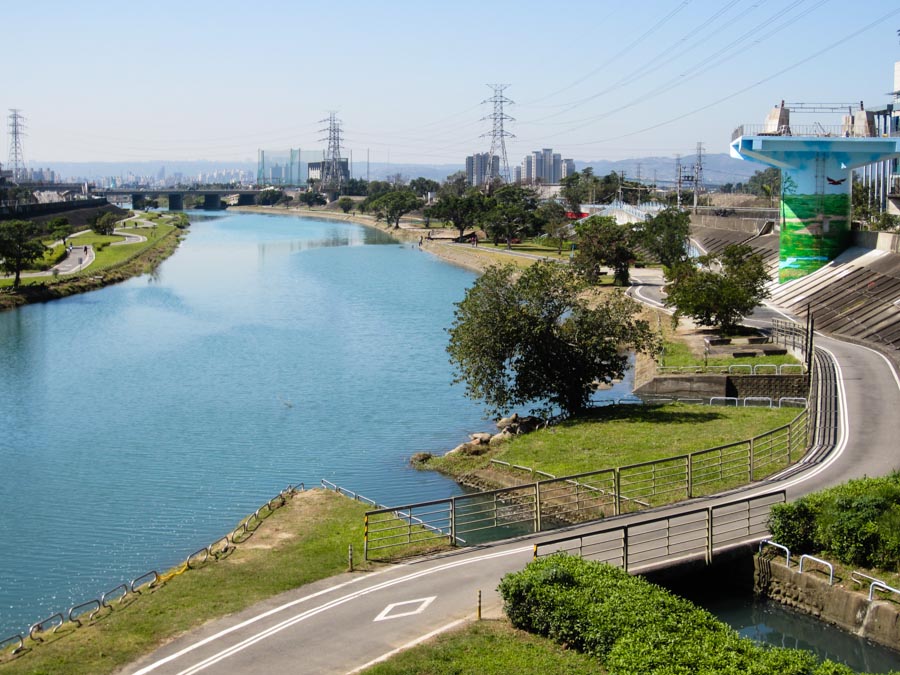 Running track along the Keelung River in Taipei, Taiwan