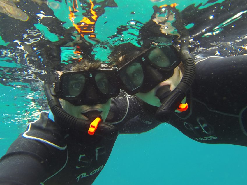 snorkel selfie in the galapagos